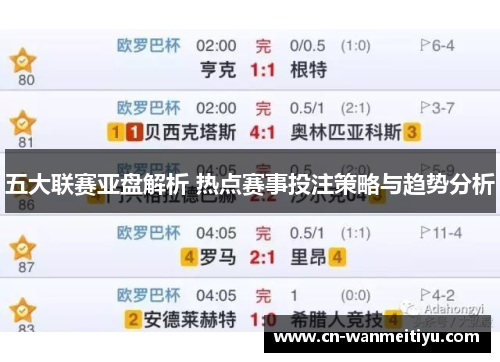 五大联赛亚盘解析 热点赛事投注策略与趋势分析